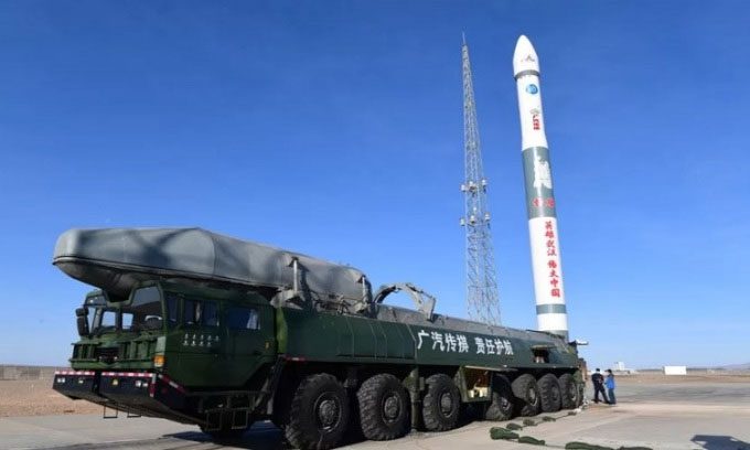 Kuaizhou-1A rocket on the launch pad before the incident.