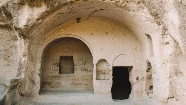 Dining room of a house in the cliff at Vardzia