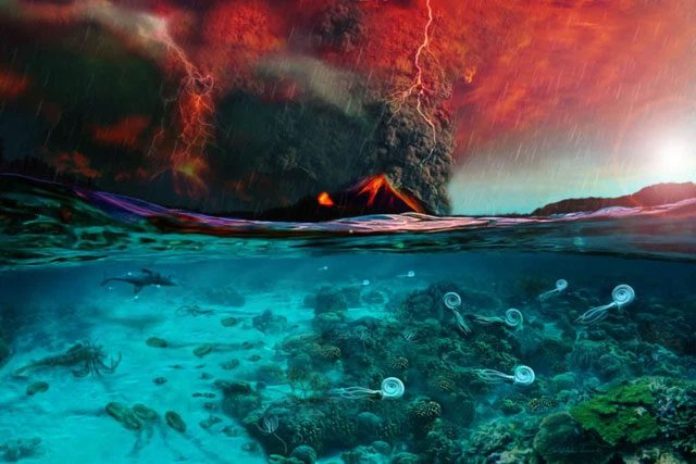Gases caused extreme warming leading to species extinction.