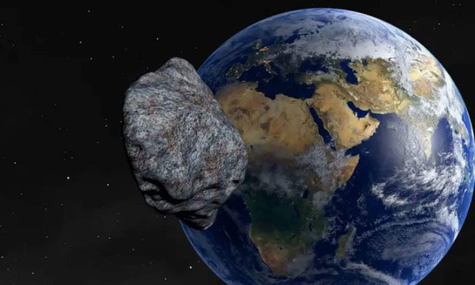 Illustration of an asteroid approaching Earth