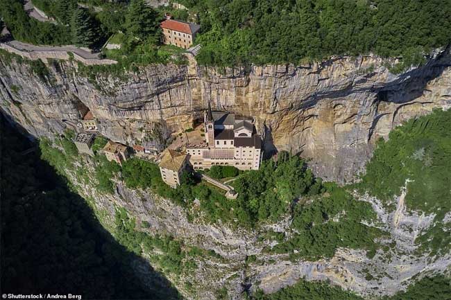 Aerial view of the building.