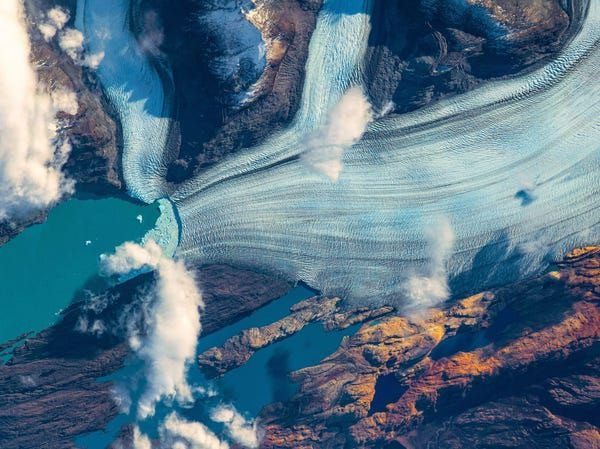 The photo above captures Upsala, a melting glacier.