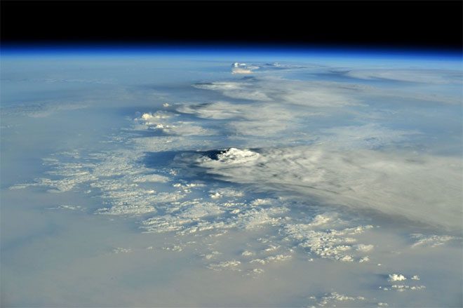 Clouds moving through Earth's atmosphere on June 11.