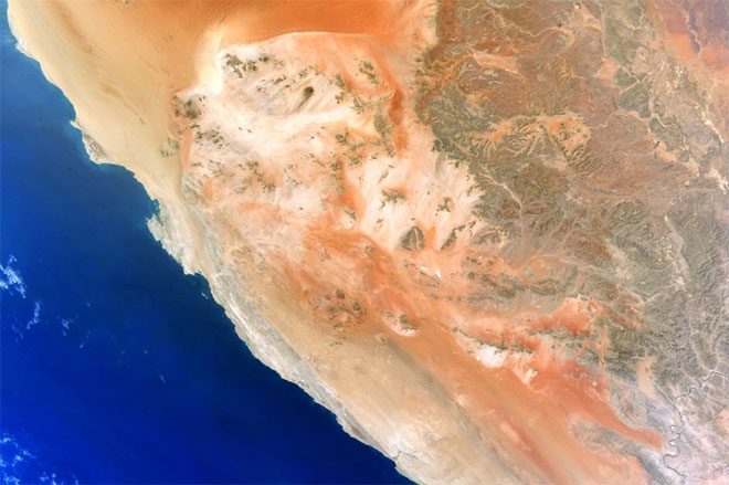Photo taken on March 29 capturing the coast of Namibia, a country in Africa.