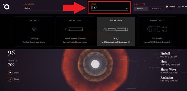 The Bomb section allows users to select different types of bombs