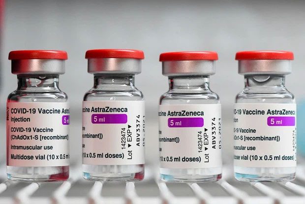AstraZeneca/Oxford Covid-19 vaccine vials.