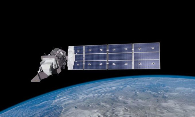 Simulation of Landsat 9 satellite operating in orbit.