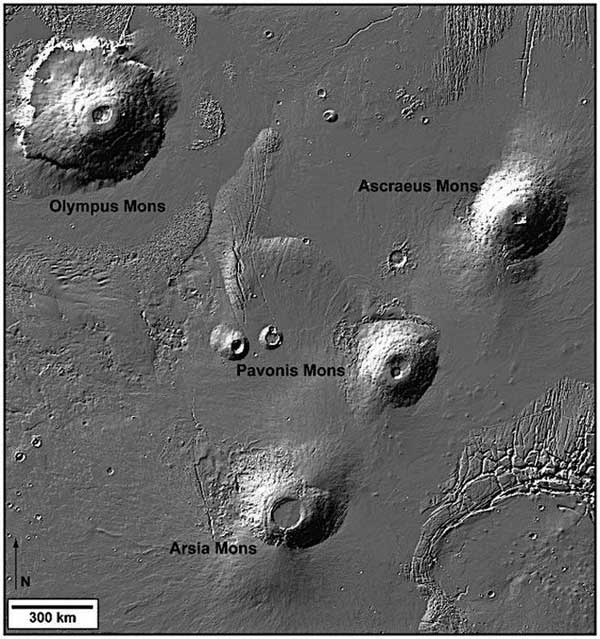 Image captured in the Tharsis region on Mars.