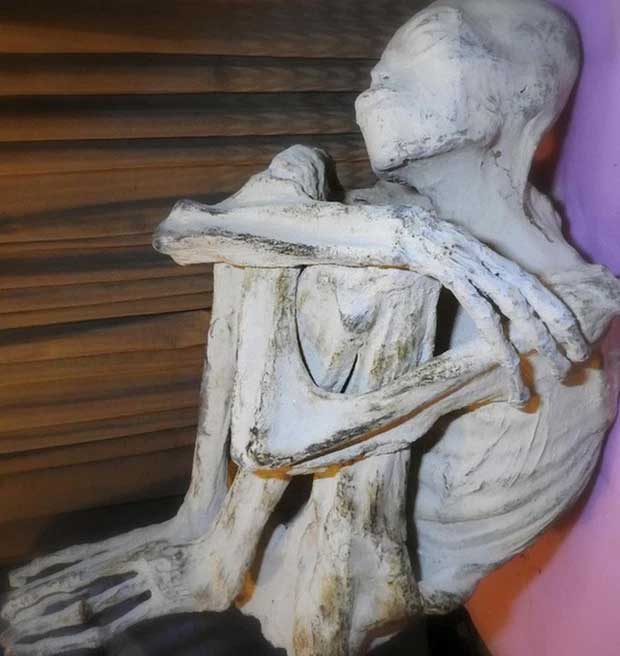 The mummy has three fingers, three toes, and is covered in a white powder previously discovered in Peru.